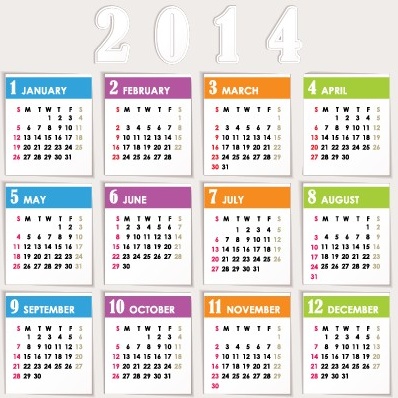 حساسة calendar14 السنة ناقلات تصميم