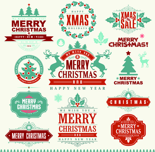 delicate15 Weihnachten Etiketten Ornamente Vektor