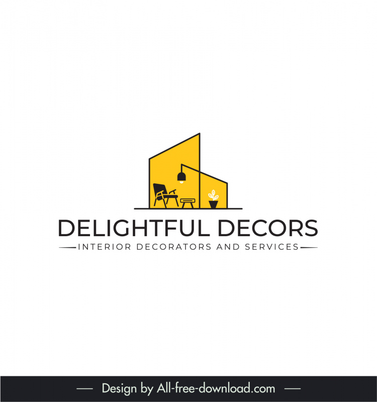 entzückende Dekore Logo flache geometrische Möbelskizze