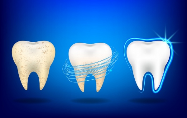 Anuncios de diseño dental dientes icono blanco azul