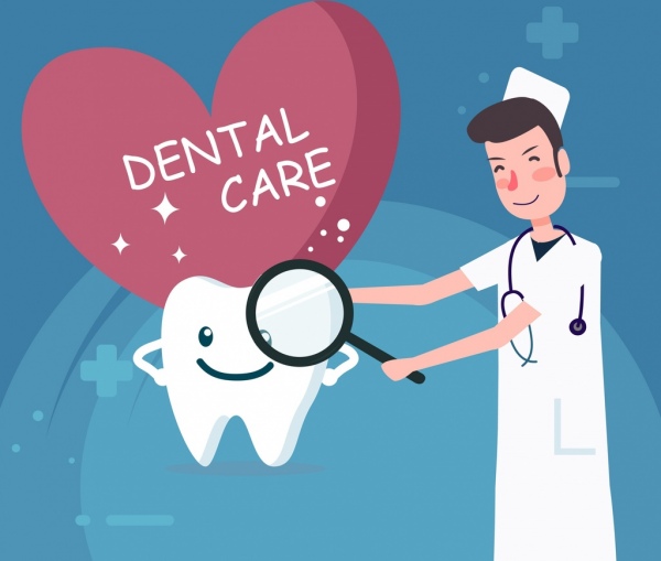 publicidade odontológica banner dentista dentes ícones desenhos animados