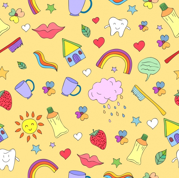 latar belakang gigi warna-warni ikon mengulangi dekorasi