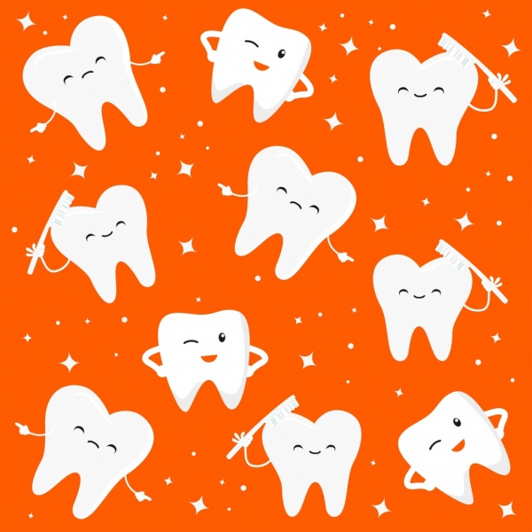 стоматологический фон стилизованные зубы иконы милый дизайн