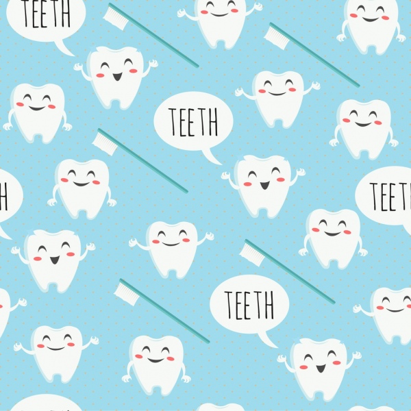 خلفية منمق الأسنان فرشاة الأسنان الايقونات تكرار التصميم