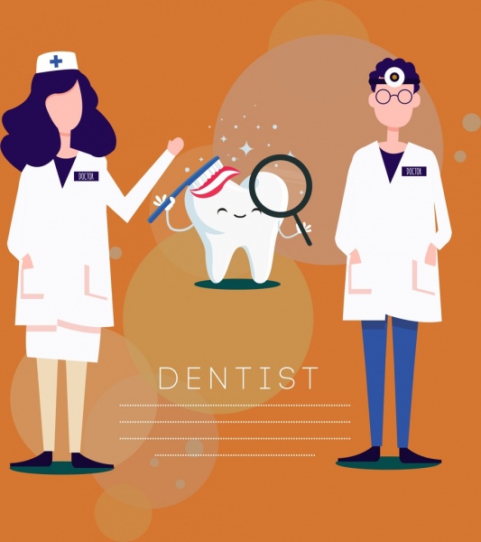 bandeira odontológica dentista estilizado ícones de dente decoração