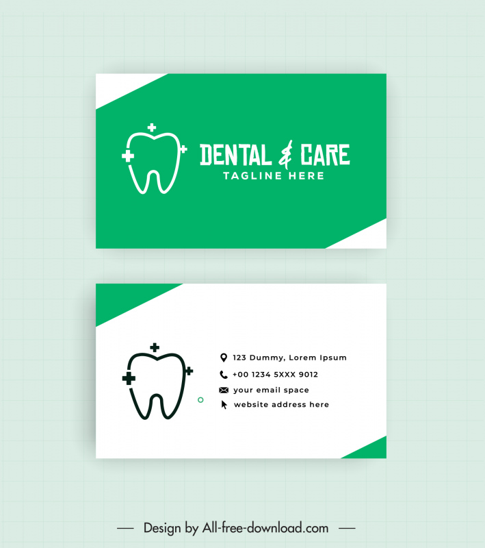 Clinique dentaire carte de visite dent plate icône croquis
