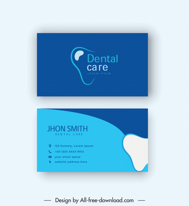 Dental Clinic Business Card Template Tooth Curves Shapes Decor 2