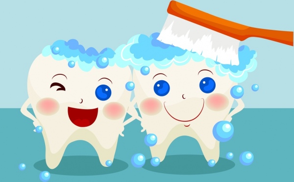شعار تعزيز طب الأسنان الأسنان منمنمة لطيف الرموز