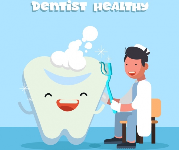 ikony dentysta stomatolog stylizowane tło wystrój