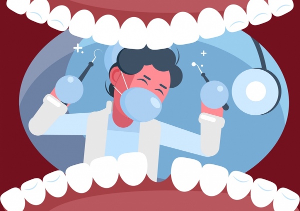 ikony dentysta Stomatologia tło wystrój zęby