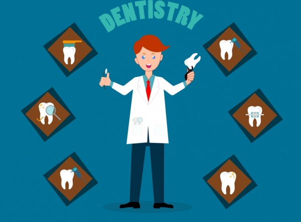Odontologia fundo dentista dente ícones Cartoon personagem