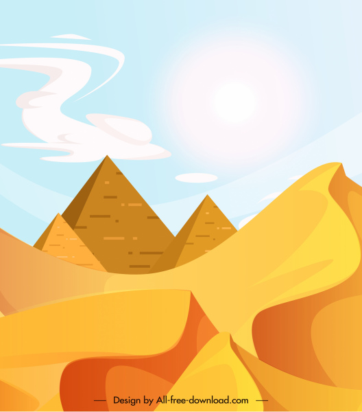 pemandangan gurun melukis desain klasik berwarna cerah