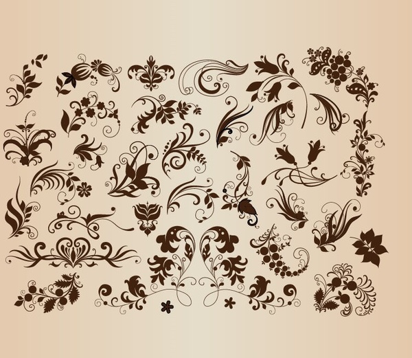 conjunto de desenho floral ilustração vetorial