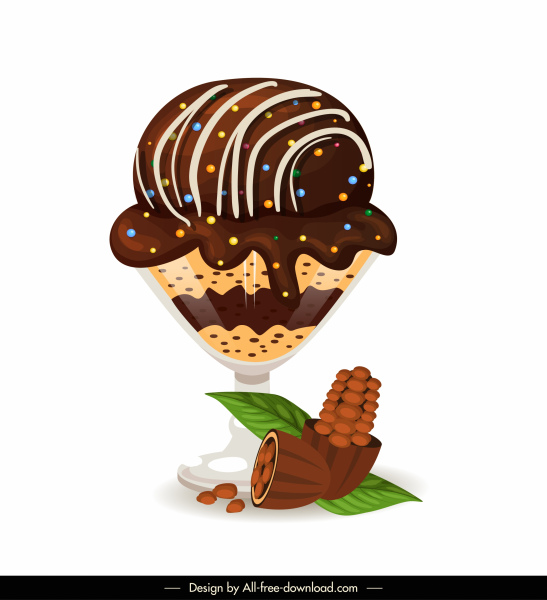 món tráng miệng kem biểu tượng hazelnut Chocolate trang trí