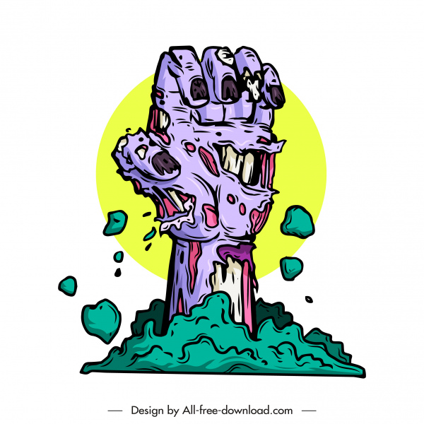 Teufelssymbol Zombie Handskizze dynamisch farbig klassisch