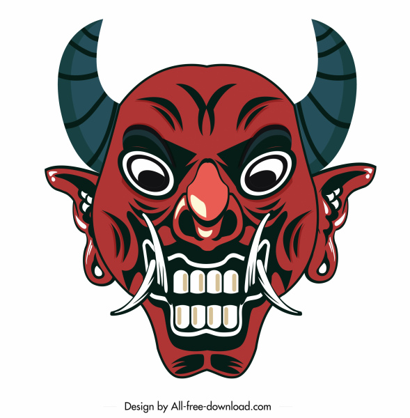Teufel Maske Symbol erschreckende Gesicht Skizze