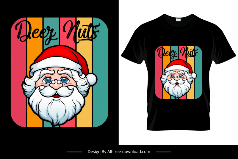 Dezz Nutz T-Shirt Vorlage Weihnachtsmann Gesicht Skizze Streifen Dekor