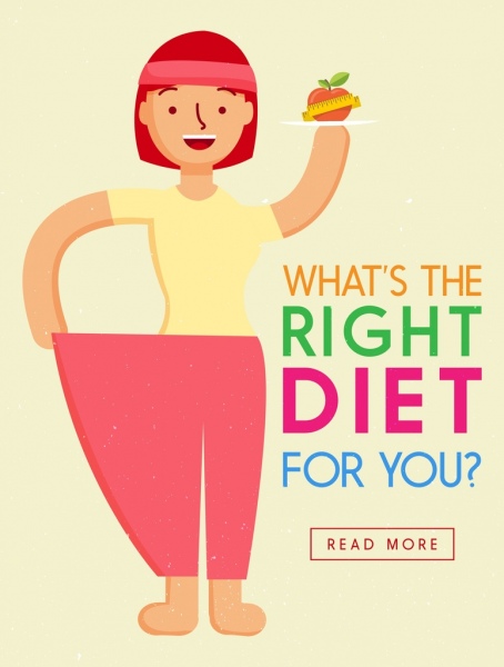 Diet banner wanita ramping ikon halaman web desain