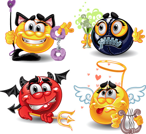 Different Adult Smileys Icon Vector