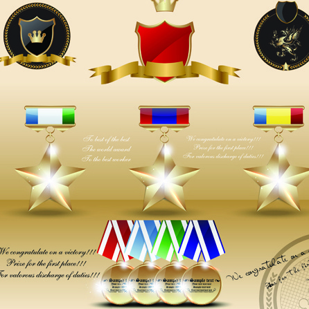 diferente conjunto vectorial de medallas de premio