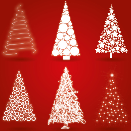 berbagai pohon Natal desain vektor