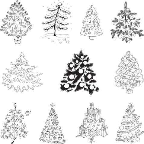 verschiedene Weihnachtsbaum Design Vektor