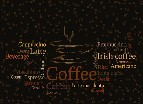 コーヒーのさまざまな要素のベクトルの背景のセット