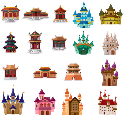 verschiedene farbige Schloss Vektor