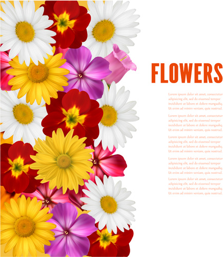 bunga berwarna berbeda dengan latar belakang vektor