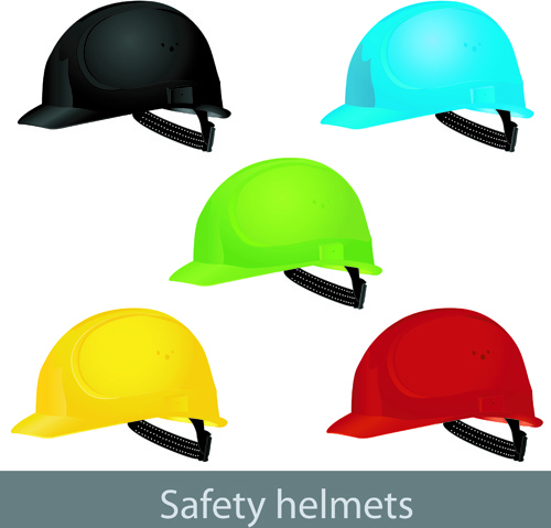 helm keselamatan berwarna berbeda elemen vektor