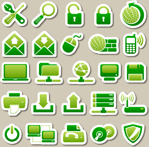 ikon green yang berbeda vector set