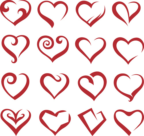 ikon berbeda jantung desain vector set