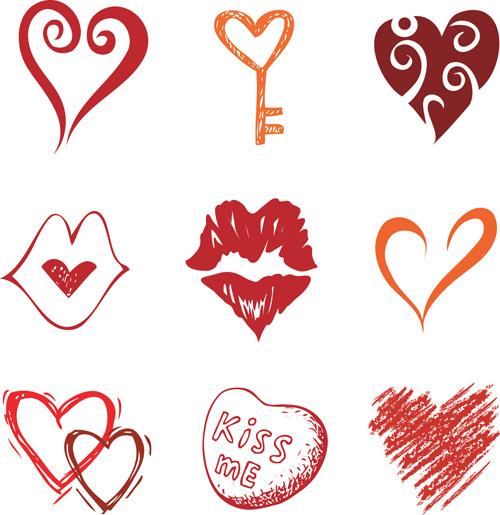 Los iconos de corazón diferentes diseño vector
