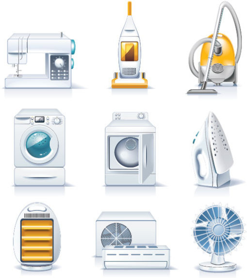 diferentes aparatos electrodomésticos arte vectorial