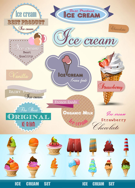 gráfico de vetor de ícone diferentes de sorvete