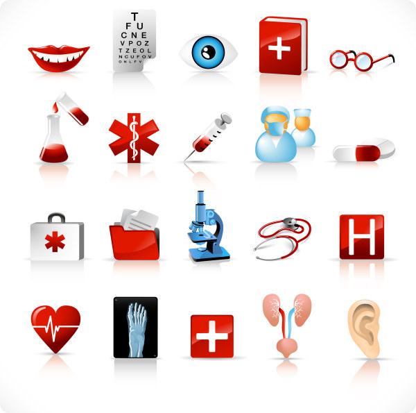 vetor de ícones diferentes ferramentas médicas