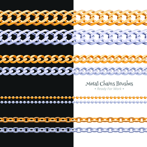 Différentes frontières de chaîne en métal vectoriel ensemble 6
