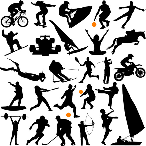 مختلفة من الرياضة صورة ظلية مجموعة رسومات المتجهات
