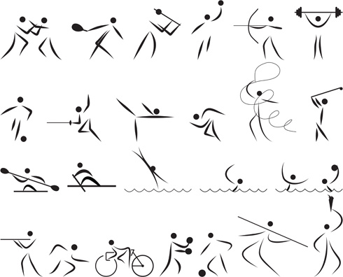 Olahraga Olimpiade yang berbeda orang siluet vektor