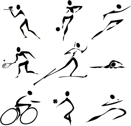 不同奥林匹克体育人物剪影向量