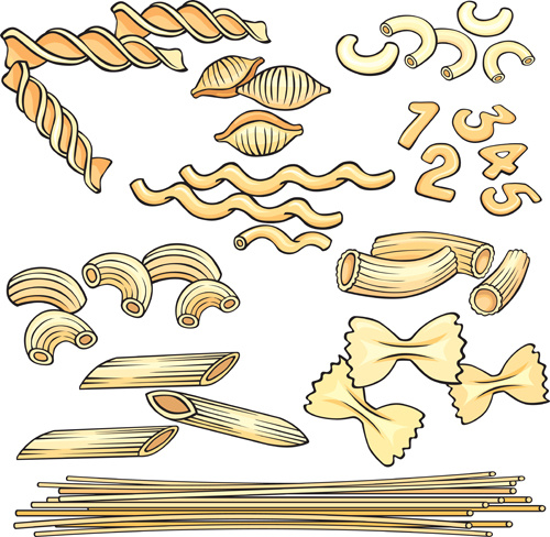 Different Pasta Elements Vector Set 3