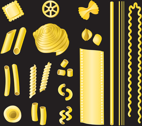 Different Pasta Elements Vector Set 4