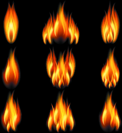Các hình dạng khác nhau của yếu tố lửa vector