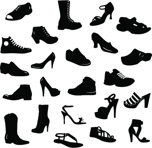 Đôi giày được thiết kế khác nhau phản chiếu các vector.