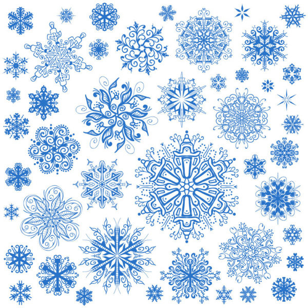 desain pola kepingan salju berbeda elemen vektor