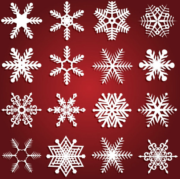 Different Snowflake Patterns Design Elements Vector
