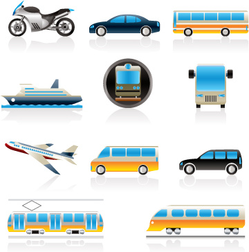 transportasi yang berbeda ikon desain vector set