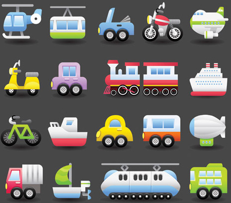 vector de iconos de transporte distintas