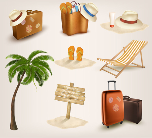 vector de iconos de viaje diferentes elementos