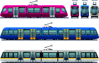 Verschiedene Trolleybus-Design-Vektoren